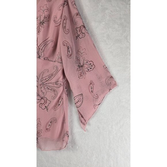 Pink Tunic Blouse Kimono Sleeve 1X Dressbarn Paisley Floral Whimsygoth Fairycore - Picture 4 of 14